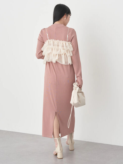 earth music&ecology「SET2点リブワンピース+チュールビスチェ」|ワンピース|