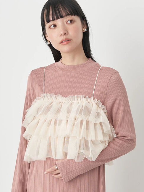 earth music&ecology「SET2点リブワンピース+チュールビスチェ」|ワンピース|