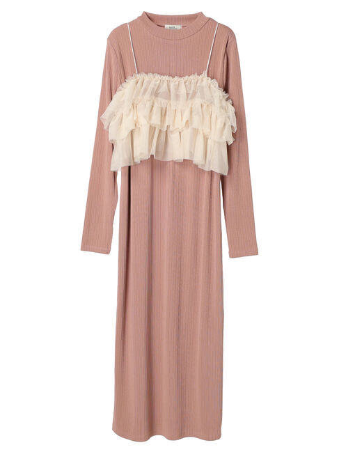 earth music&ecology「SET2点リブワンピース+チュールビスチェ」|ワンピース|