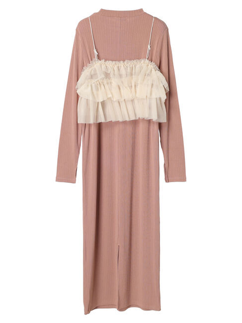 earth music&ecology「SET2点リブワンピース+チュールビスチェ」|ワンピース|