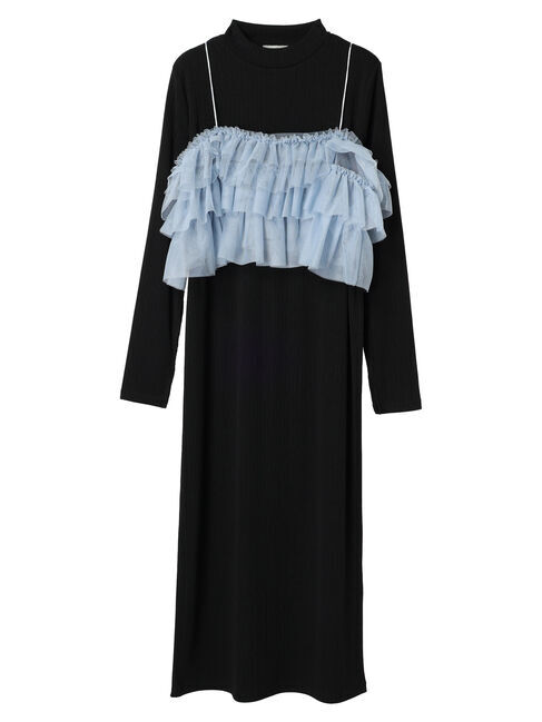 earth music&ecology「SET2点リブワンピース+チュールビスチェ」|ワンピース|