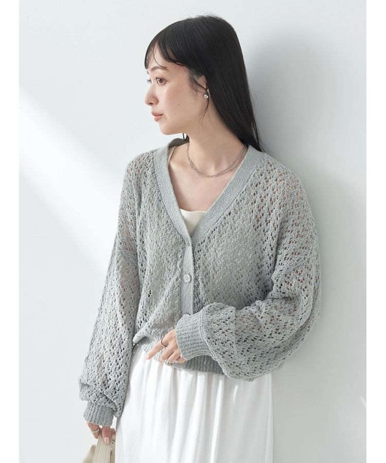 earth music&ecology「ファンシーヤーンすかしニットカーディガン」|カーディガン|