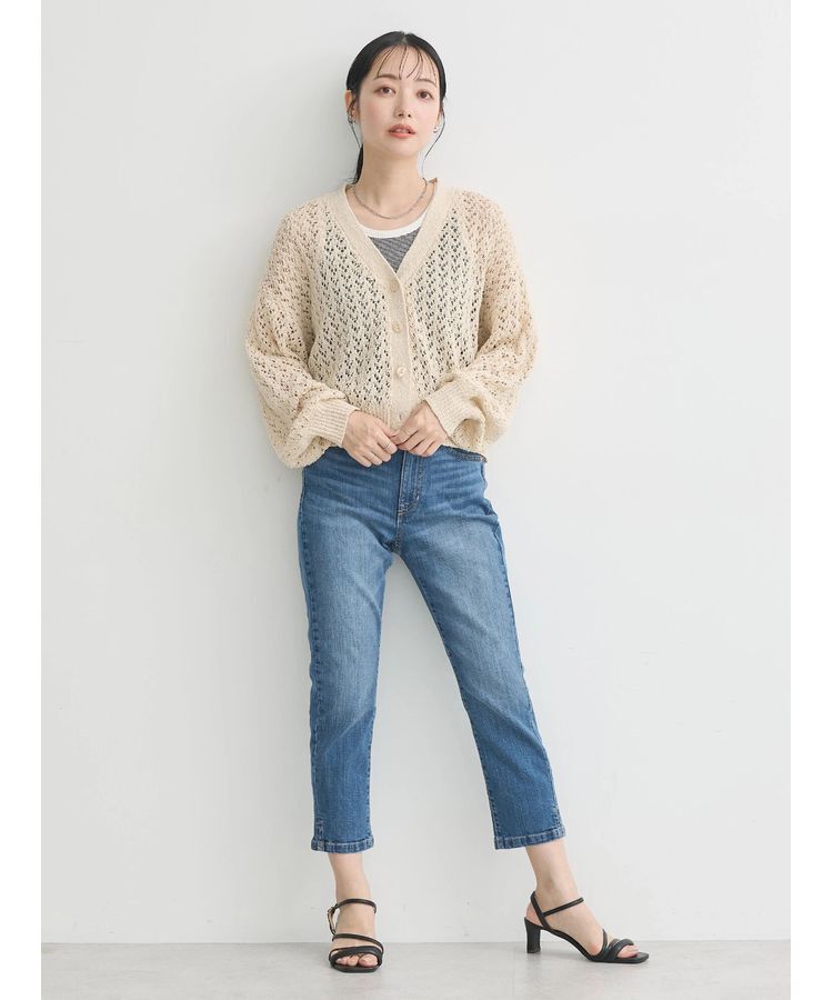 earth music&ecology「ファンシーヤーンすかしニットカーディガン」|カーディガン|