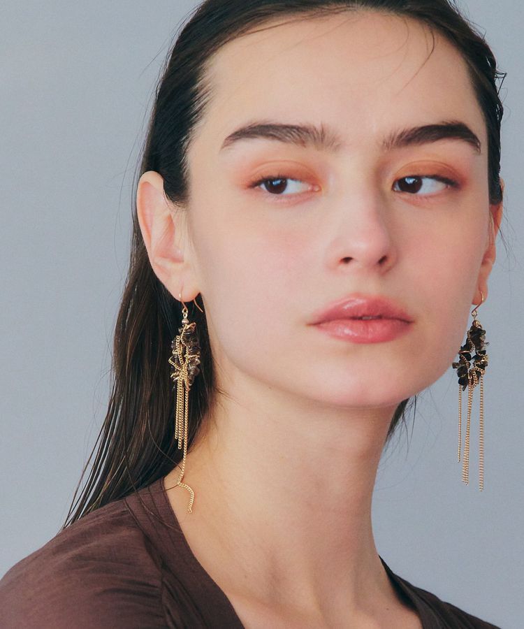 YECCA VECCA「サザレストーンチェーンピアス」|ピアス|