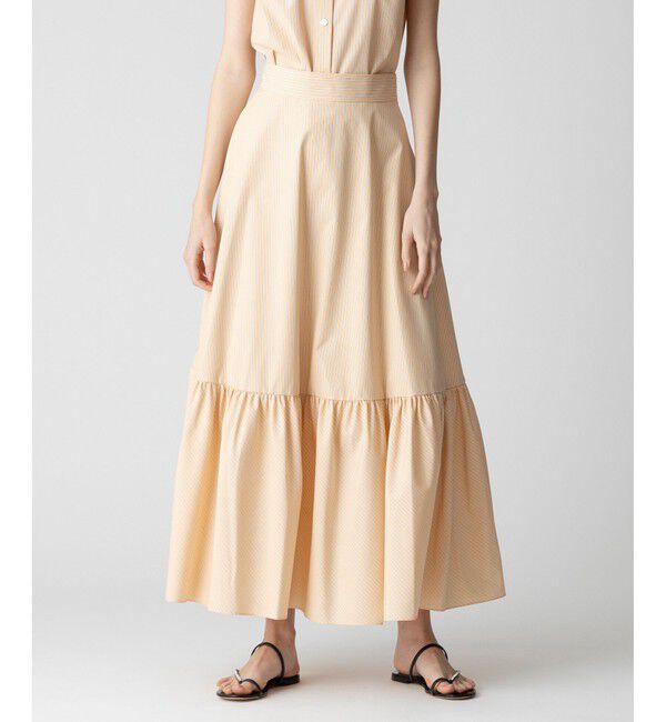 allureville「【セットアップ対応可能】ストライプアシメギャザースカート」|スカート|