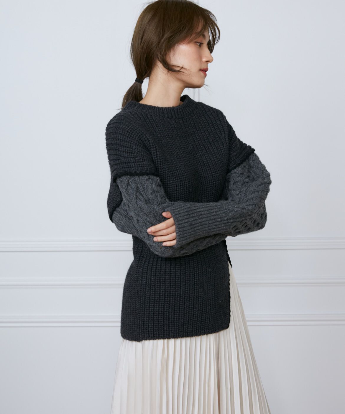 INED「カラーブロッキングケーブルニット《la veille by SUPERIOR CLOSET》」|ニット・セーター|