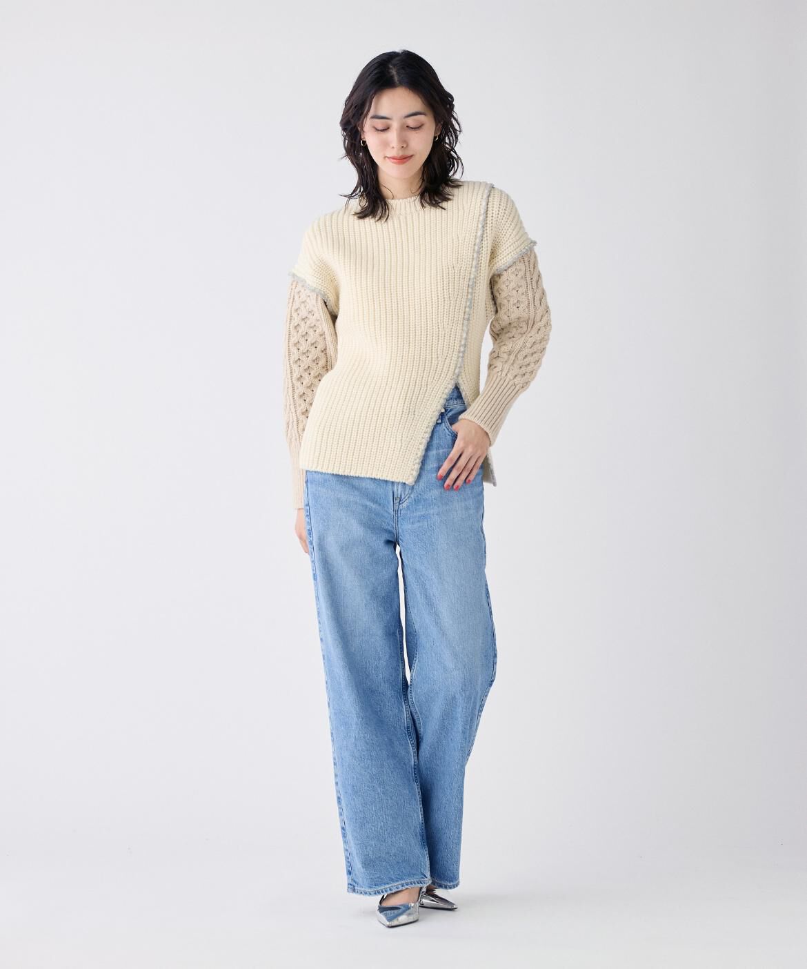 INED「カラーブロッキングケーブルニット《la veille by SUPERIOR CLOSET》」|ニット・セーター|