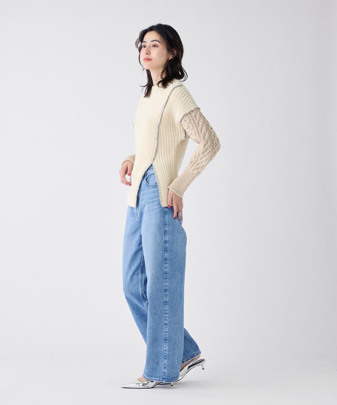 INED「カラーブロッキングケーブルニット《la veille by SUPERIOR CLOSET》」|ニット・セーター|