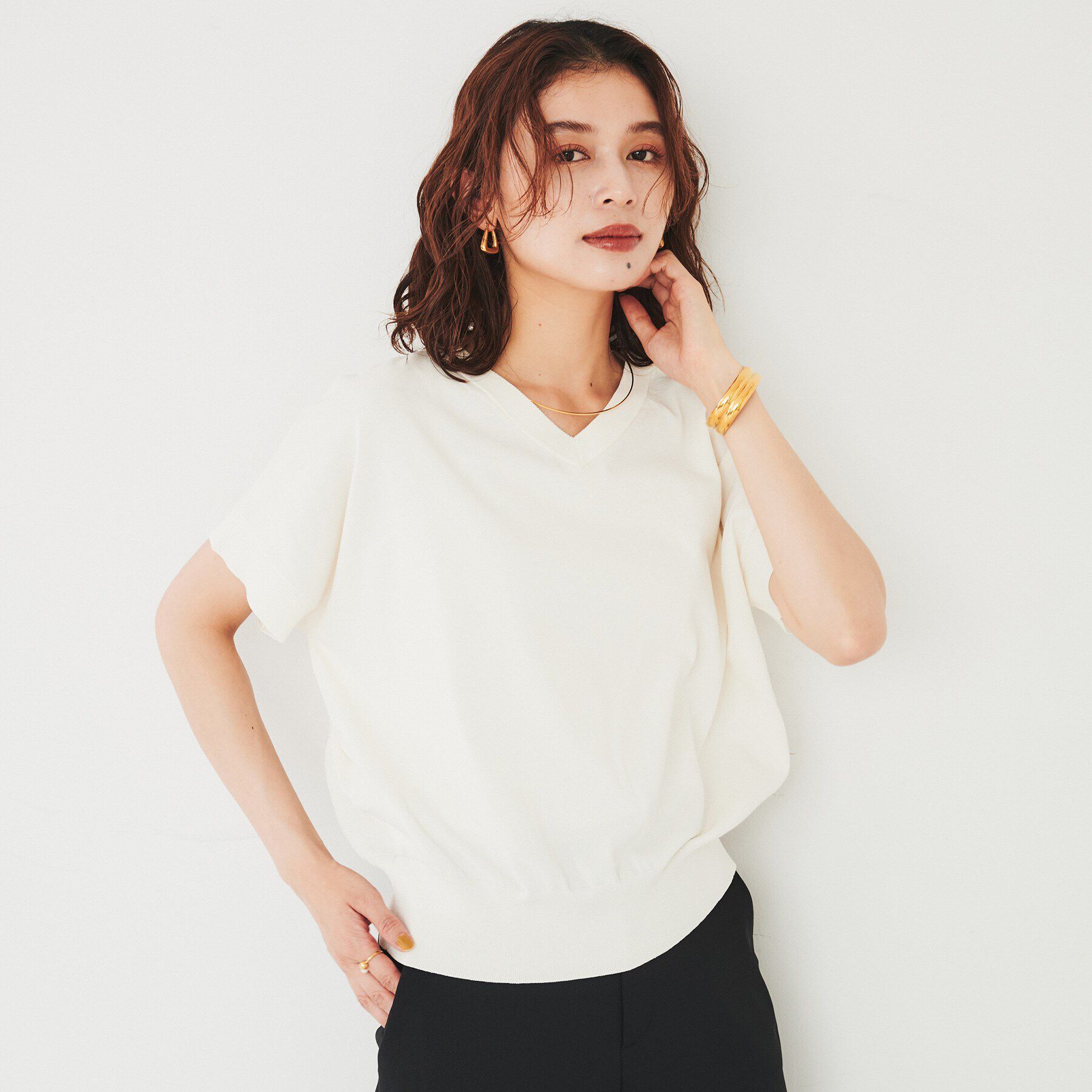 UNTITLED「【2WAY/薄手/清涼感】コットンエステル サマーニット」|ニット・セーター|