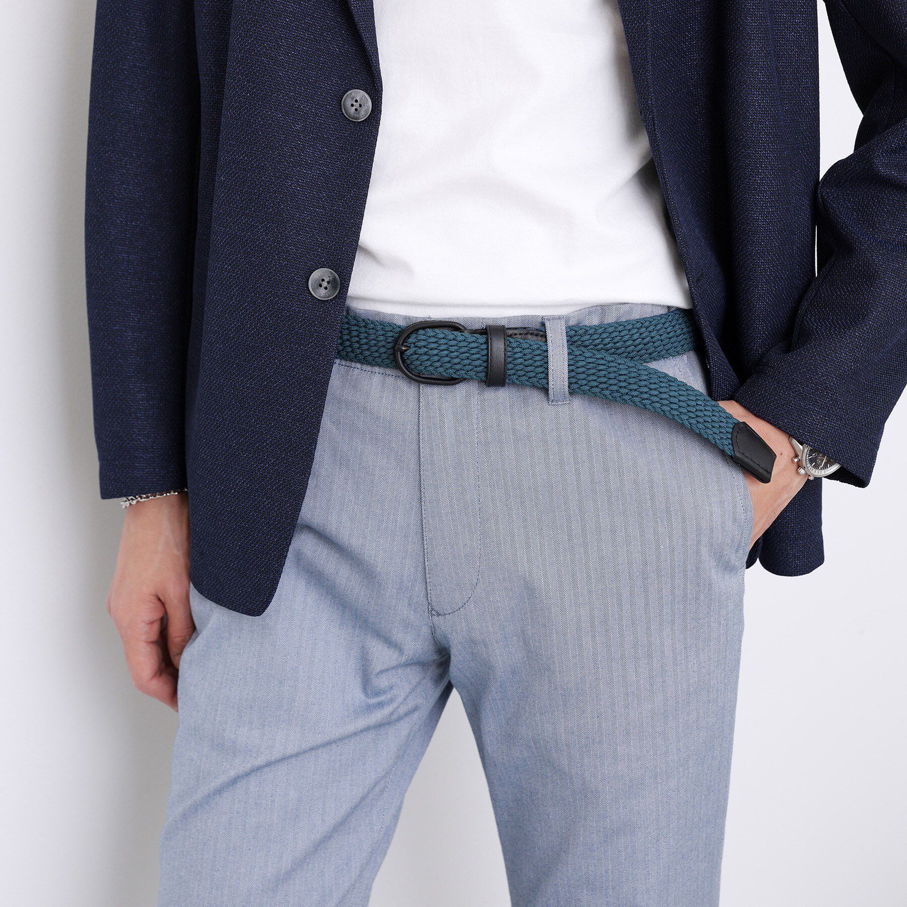 TAKEO KIKUCHI「【ONOFF対応／サイズフリー穴】モノトーンゴムメッシュ」|ベルト|