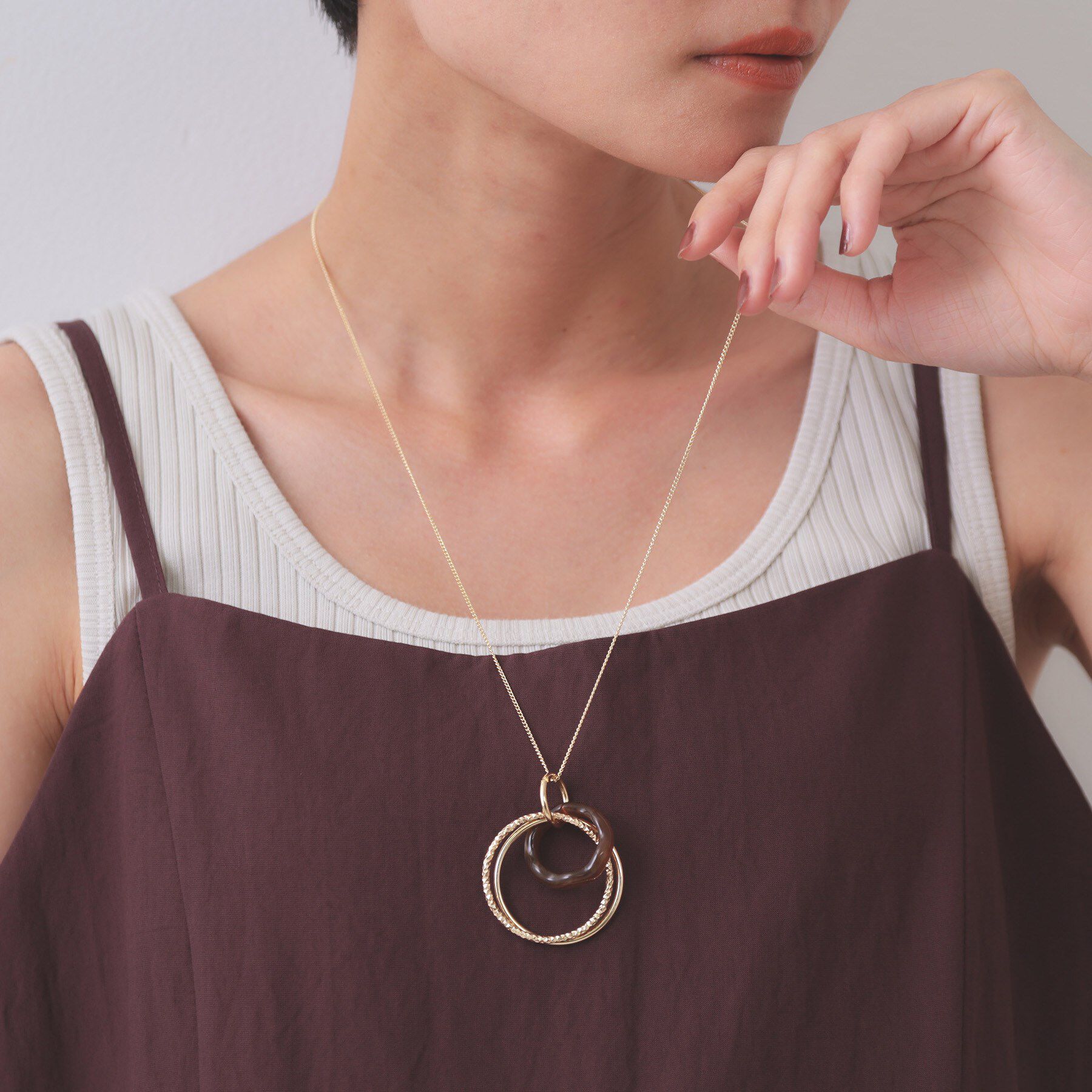 OPAQUE.CLIP「トリプルリングネックレス」|ネックレス|