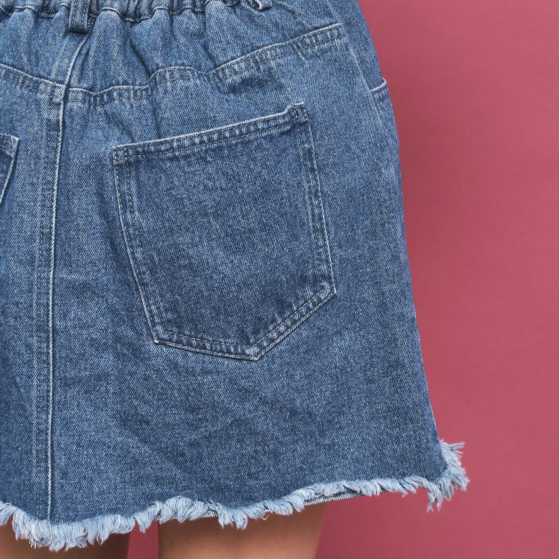 PINK-latte「フロントボタン台形デニムスカート」|スカート|