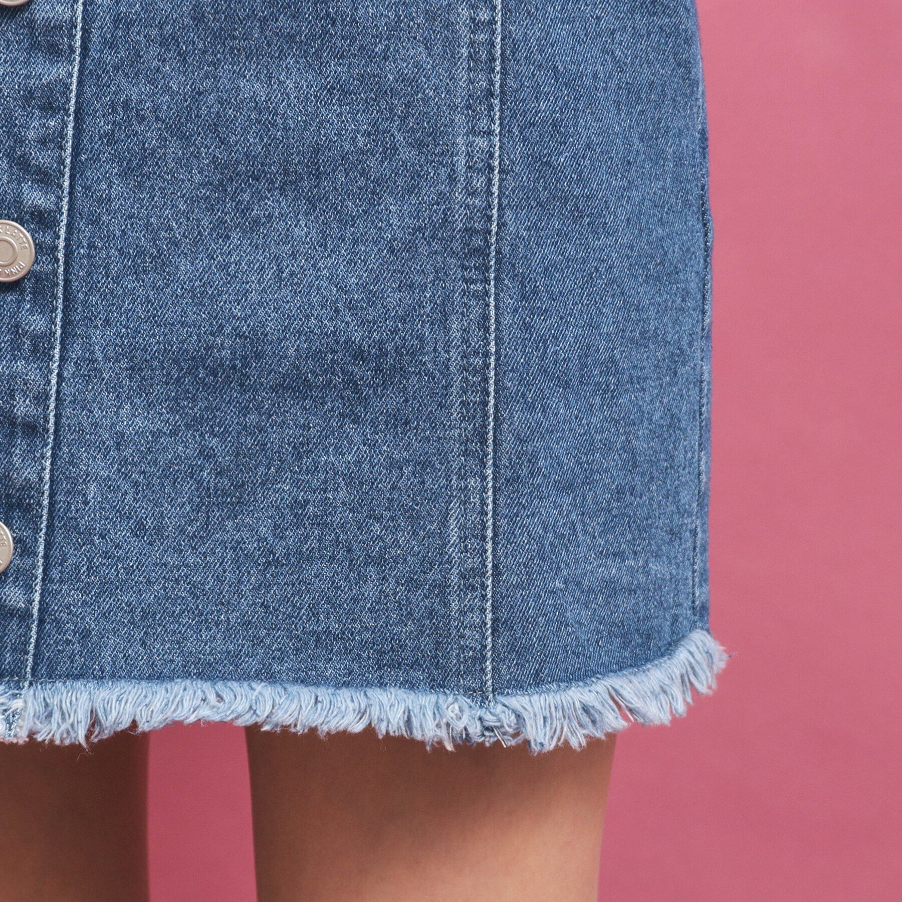 PINK-latte「フロントボタン台形デニムスカート」|スカート|