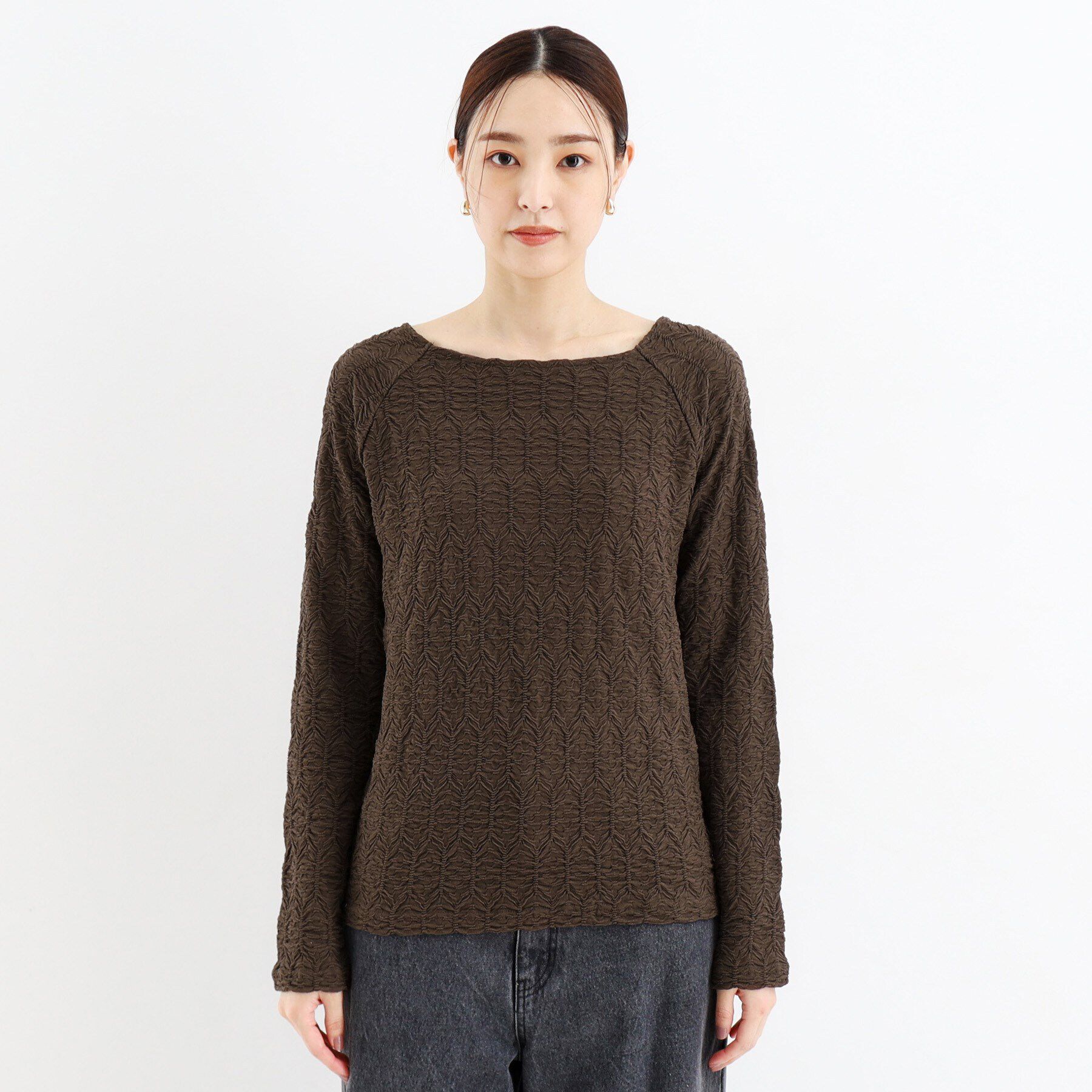 THE SHOP TK「【上品な透け感】ウェーブプルオーバー/洗濯機OK」|Tシャツ・カットソー|