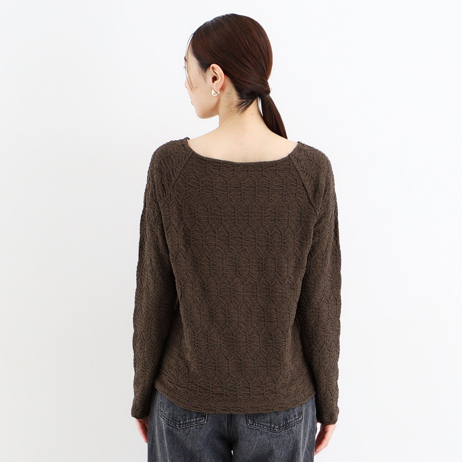 THE SHOP TK「【上品な透け感】ウェーブプルオーバー/洗濯機OK」|Tシャツ・カットソー|