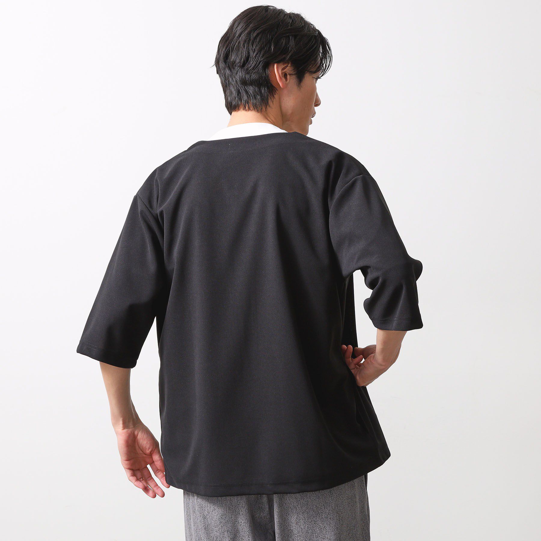 THE SHOP TK「梨地アンサンブルカーディガン　五分袖カーディガン＋半袖Tシャツセット/マシンウォッシャブル」|カーディガン|