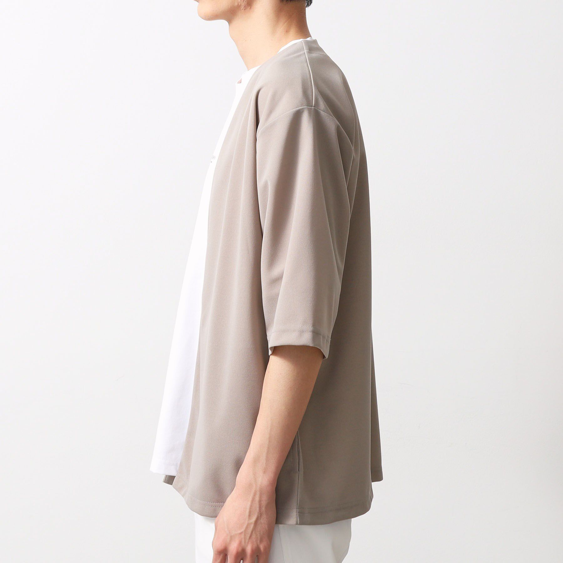 THE SHOP TK「梨地アンサンブルカーディガン　五分袖カーディガン＋半袖Tシャツセット/マシンウォッシャブル」|カーディガン|