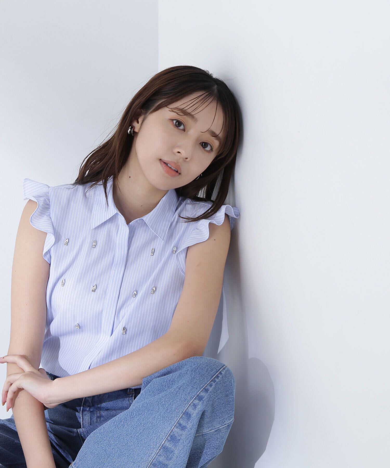  「ビジュー付フリルスリーブブラウス」|シャツ・ブラウス|ブルーベース2