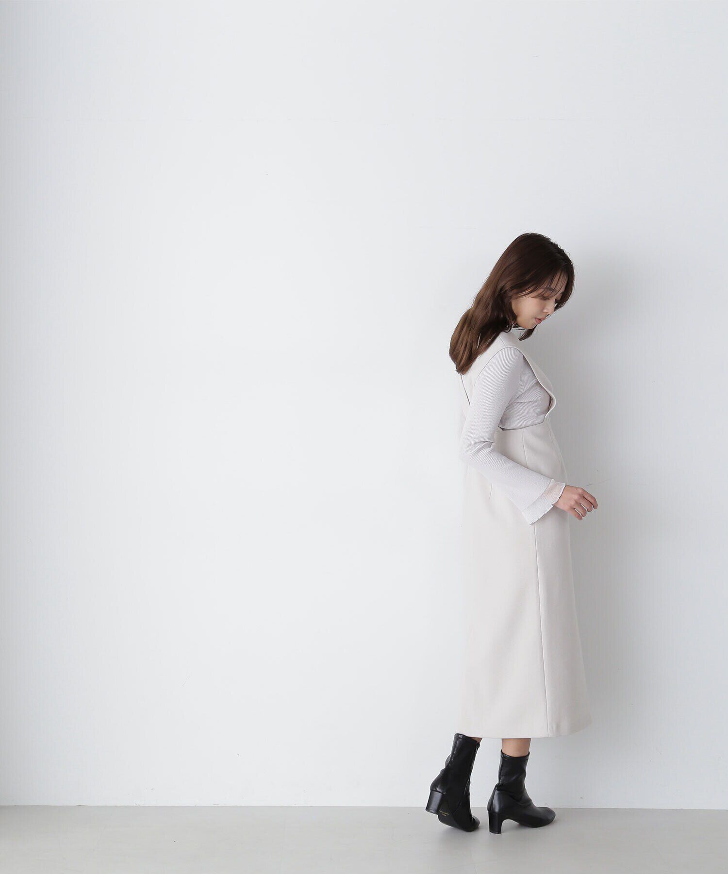  「＜圧縮ジャージーシリーズ＞Ｖネックジャンスカ」|ワンピース|