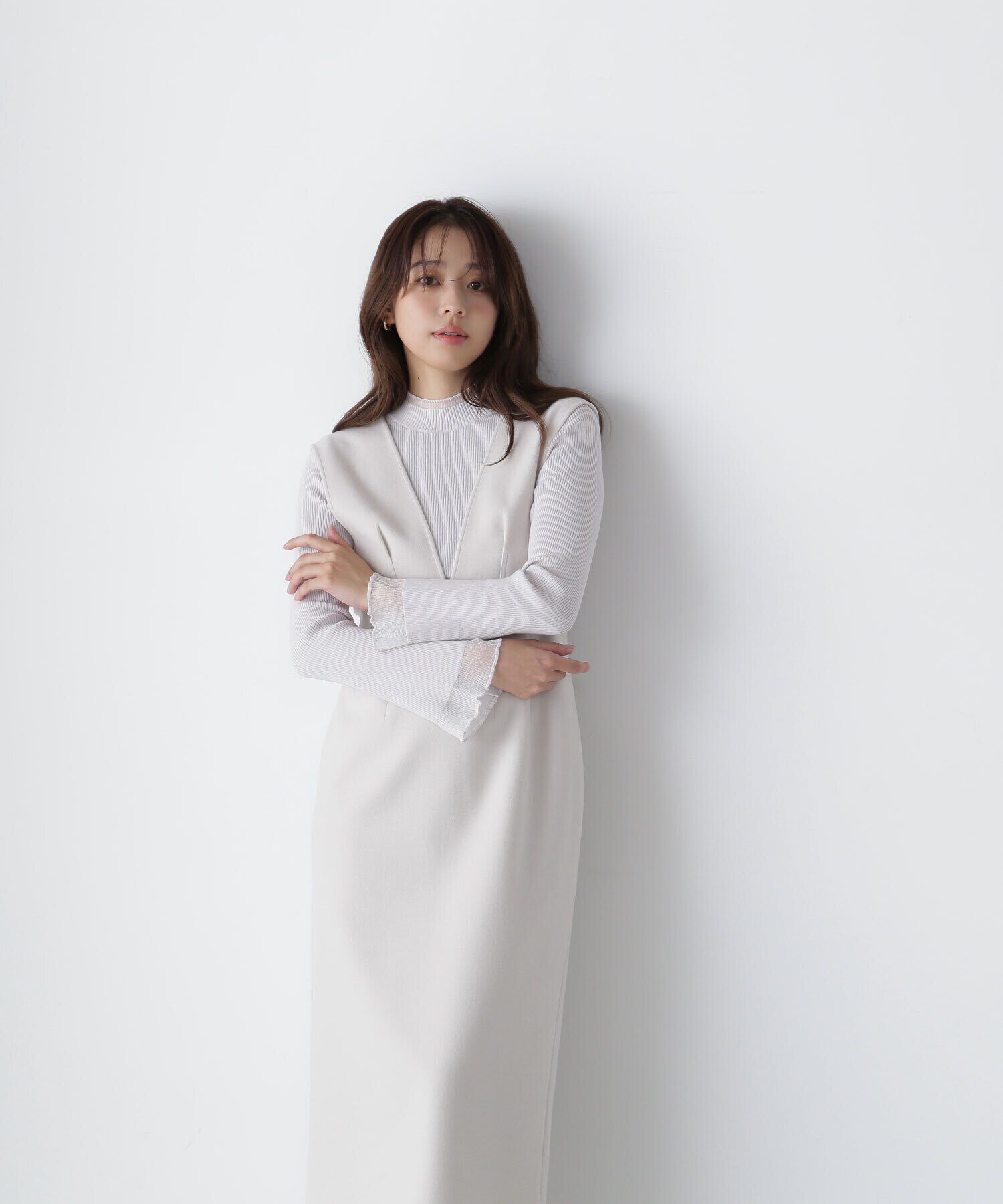  「＜圧縮ジャージーシリーズ＞Ｖネックジャンスカ」|ワンピース|