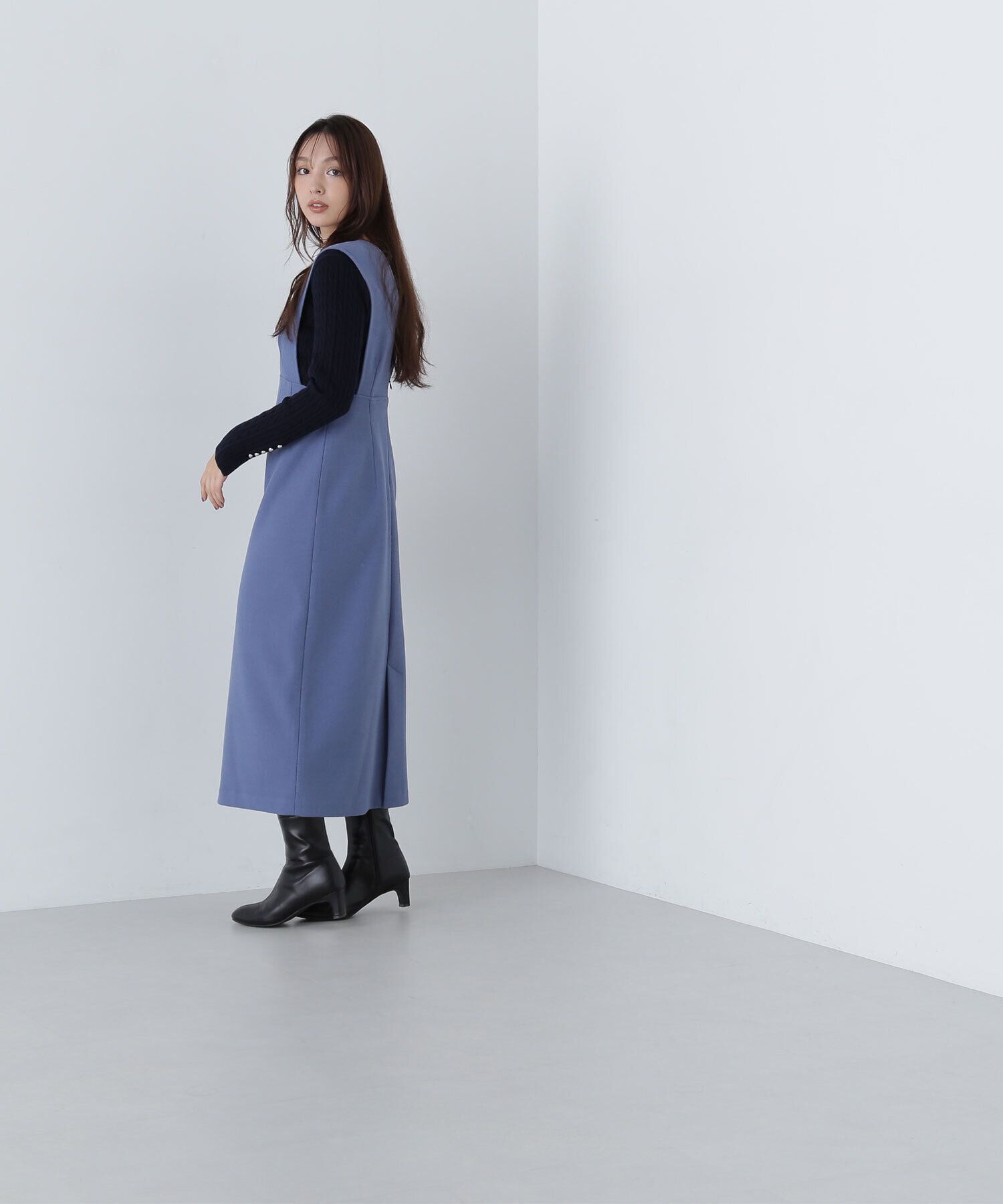  「＜圧縮ジャージーシリーズ＞Ｖネックジャンスカ」|ワンピース|