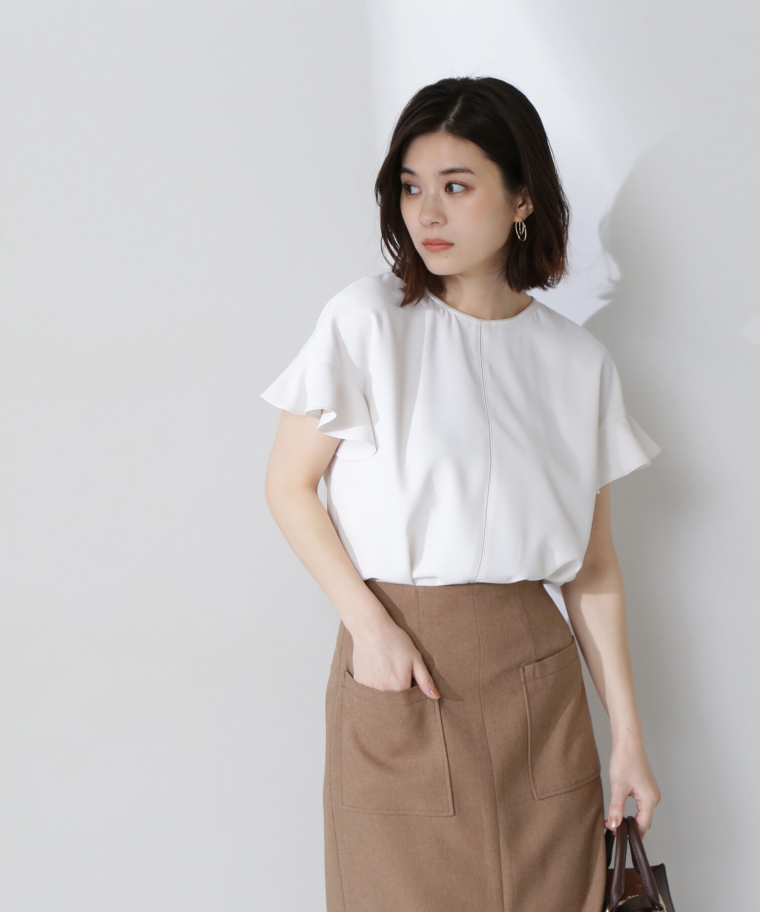  「バイカラーフリルスリーブブラウス」|シャツ・ブラウス|