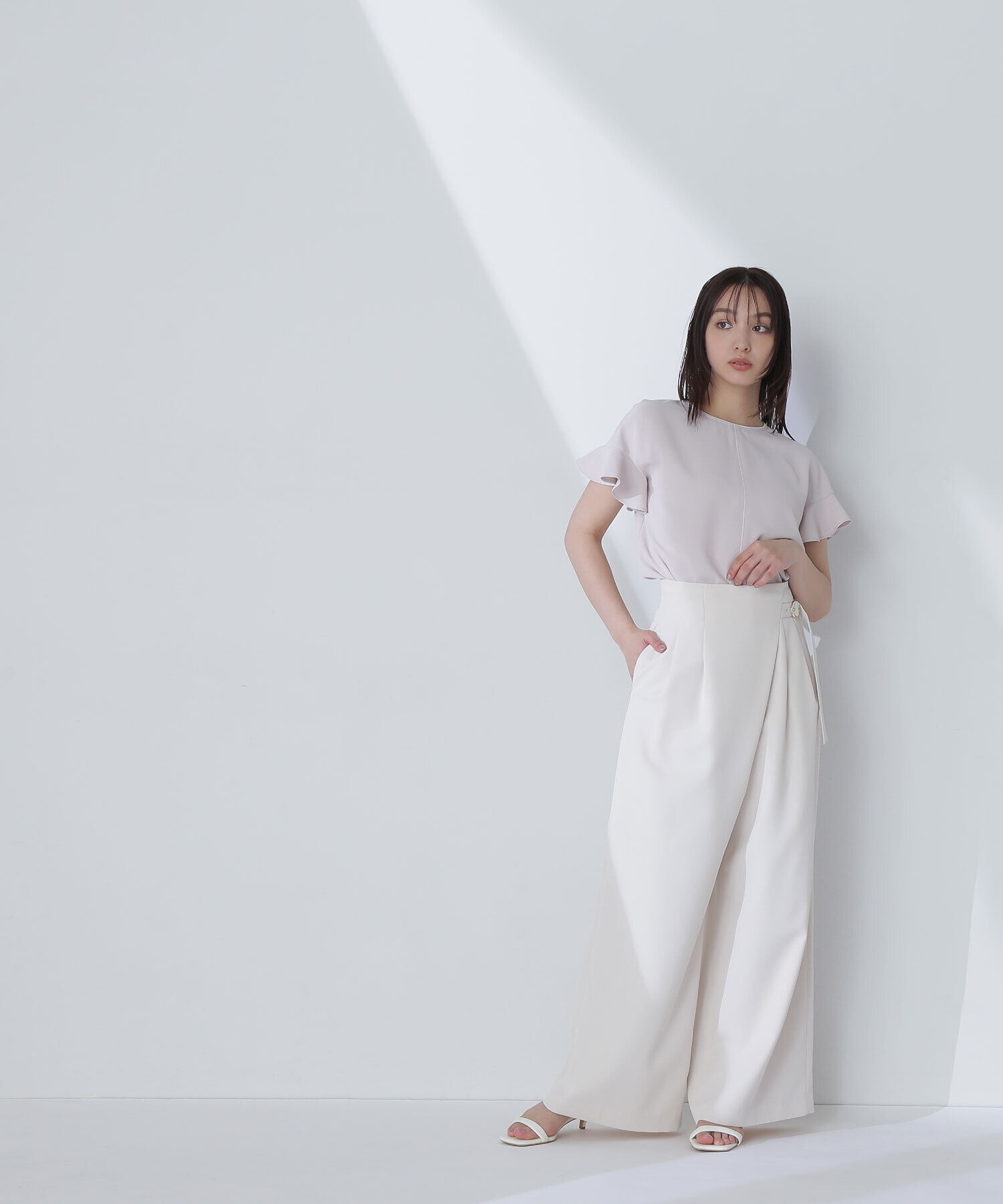  「バイカラーフリルスリーブブラウス」|シャツ・ブラウス|