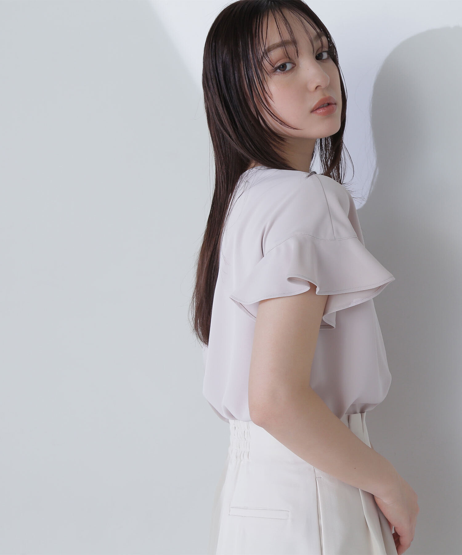  「バイカラーフリルスリーブブラウス」|シャツ・ブラウス|