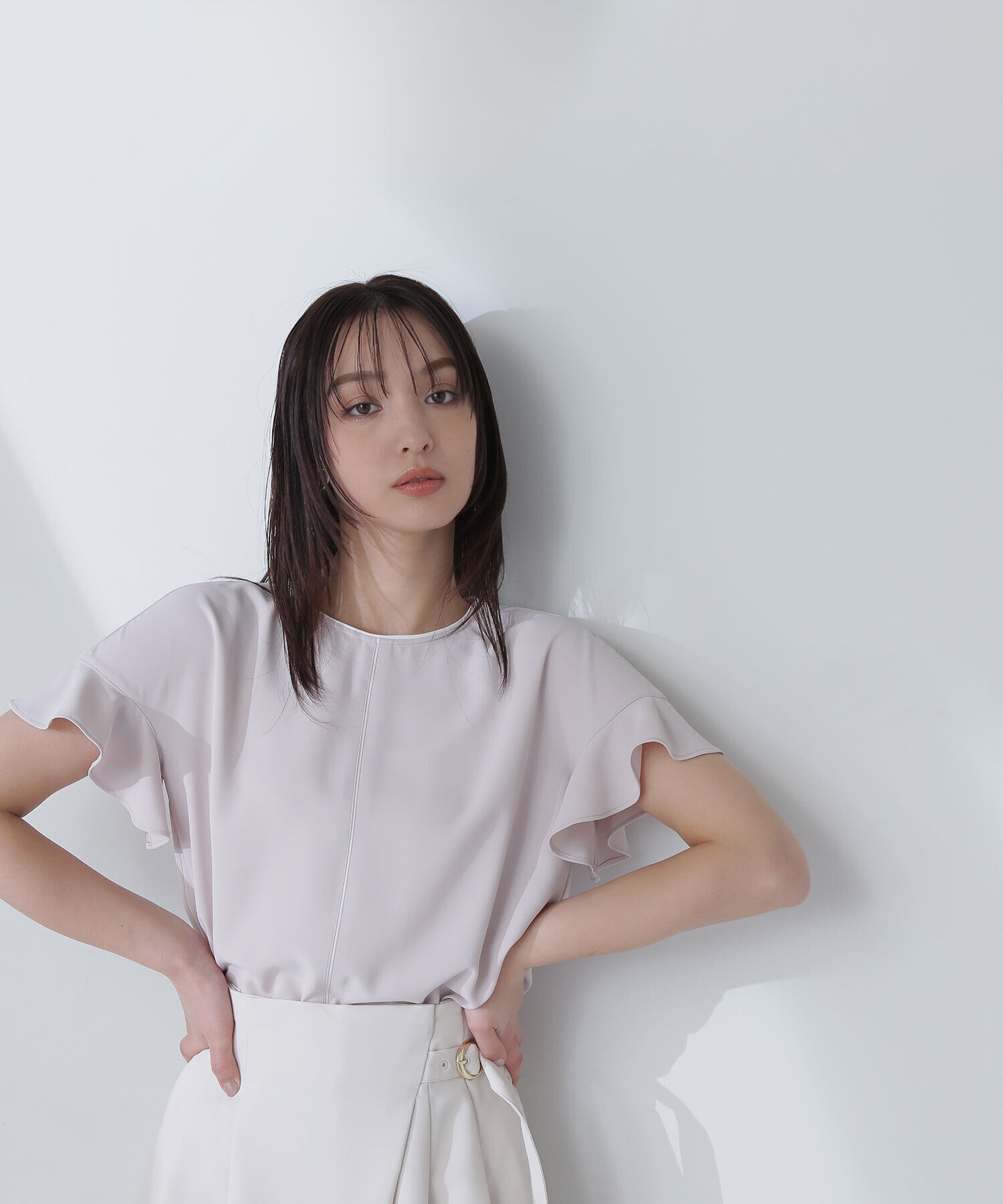  「バイカラーフリルスリーブブラウス」|シャツ・ブラウス|