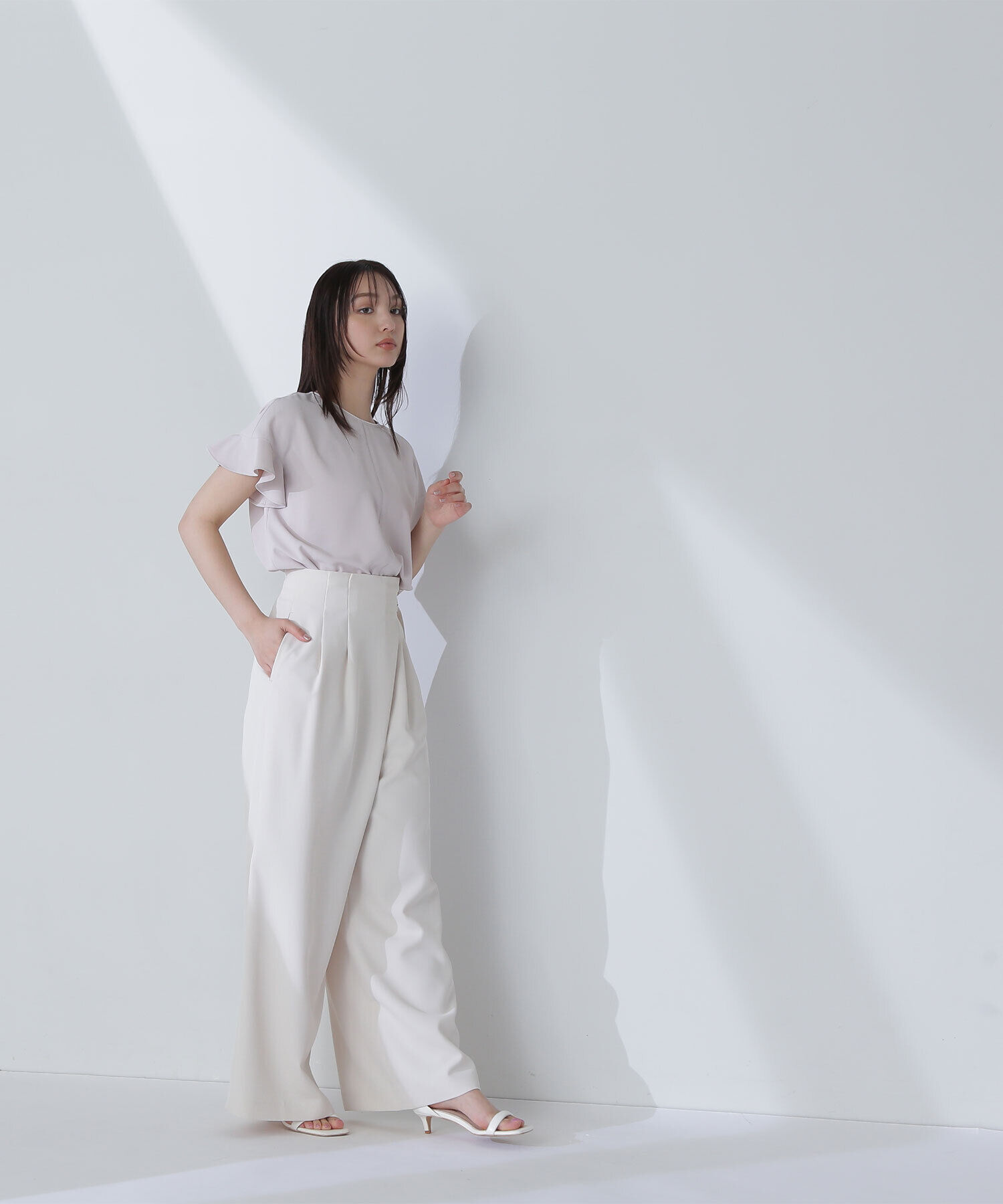  「バイカラーフリルスリーブブラウス」|シャツ・ブラウス|