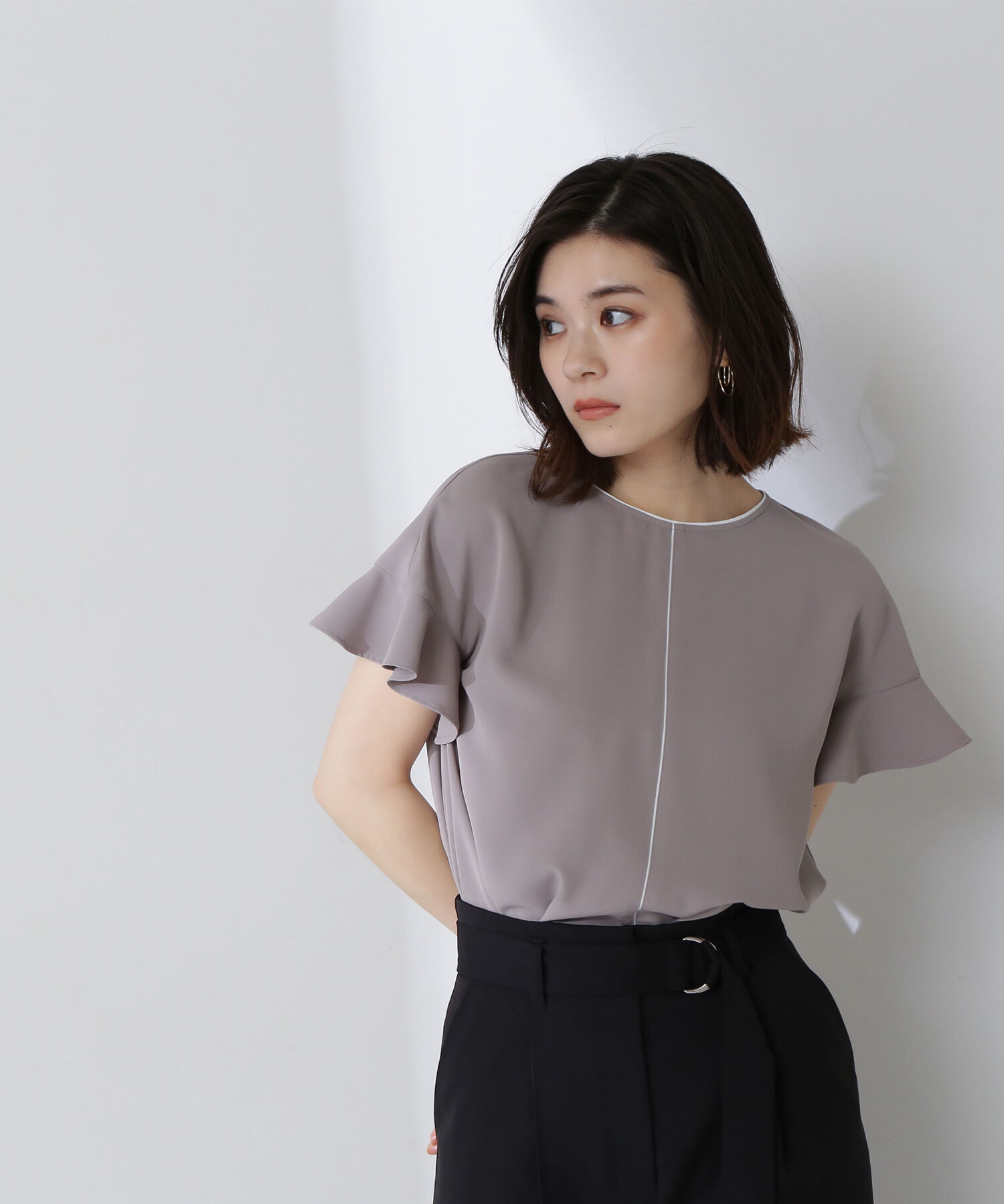  「バイカラーフリルスリーブブラウス」|シャツ・ブラウス|