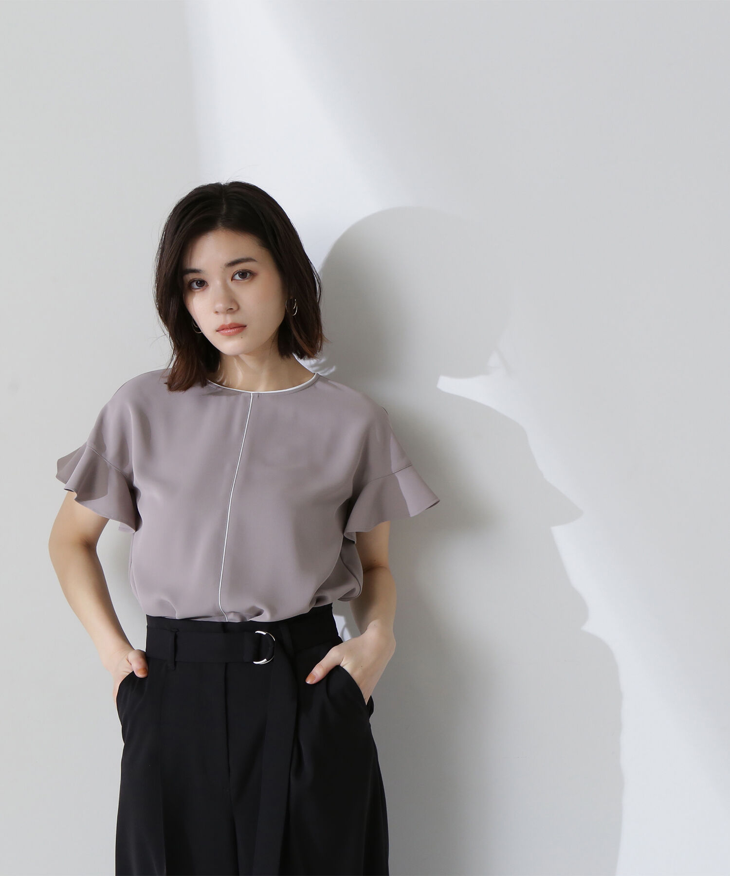  「バイカラーフリルスリーブブラウス」|シャツ・ブラウス|