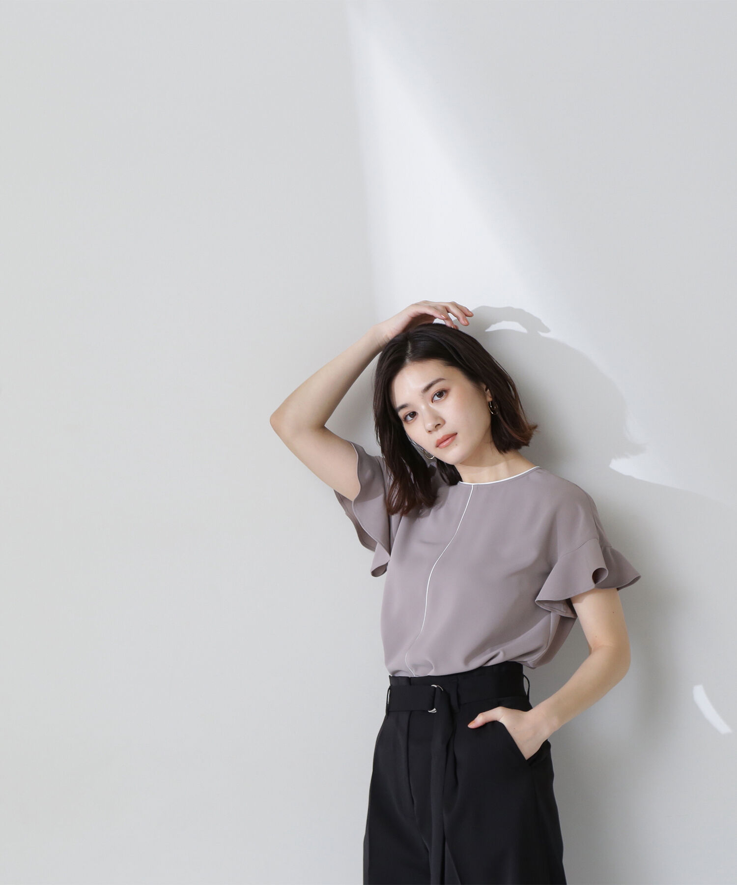  「バイカラーフリルスリーブブラウス」|シャツ・ブラウス|