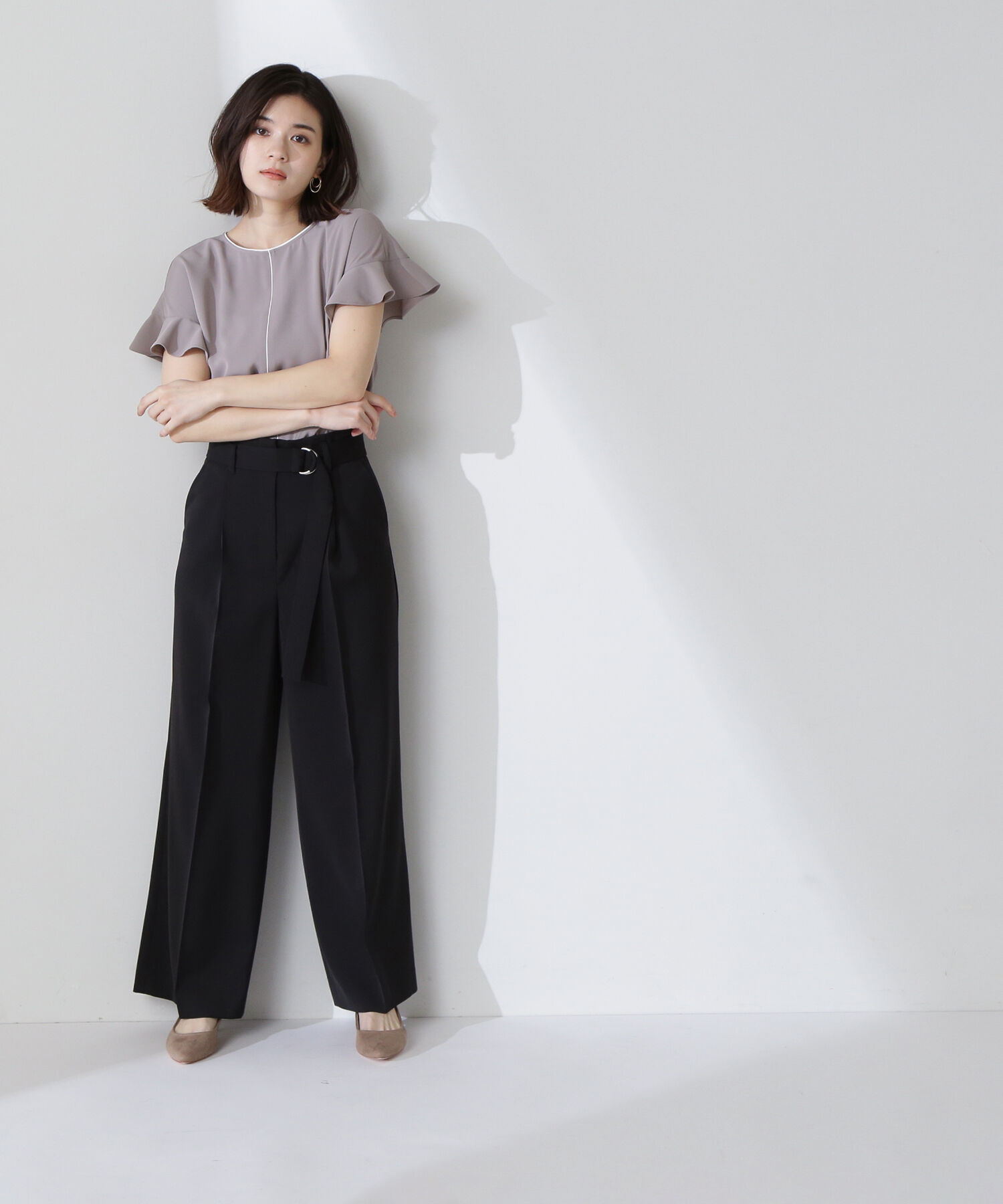  「バイカラーフリルスリーブブラウス」|シャツ・ブラウス|