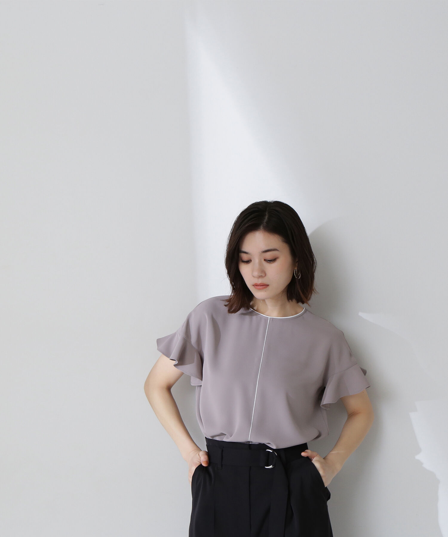  「バイカラーフリルスリーブブラウス」|シャツ・ブラウス|