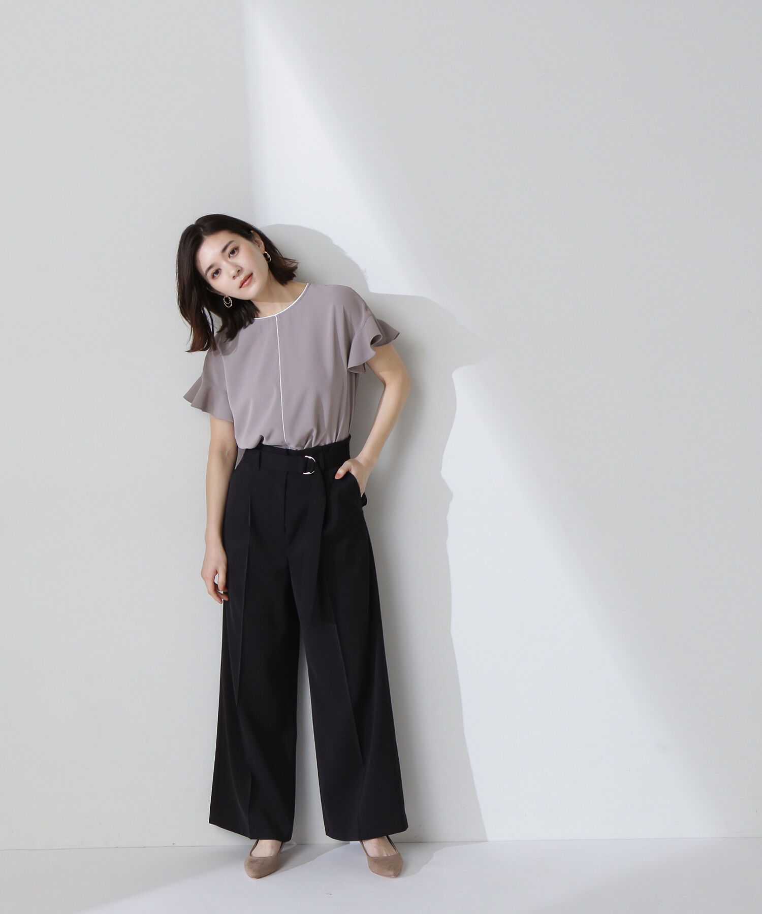  「バイカラーフリルスリーブブラウス」|シャツ・ブラウス|