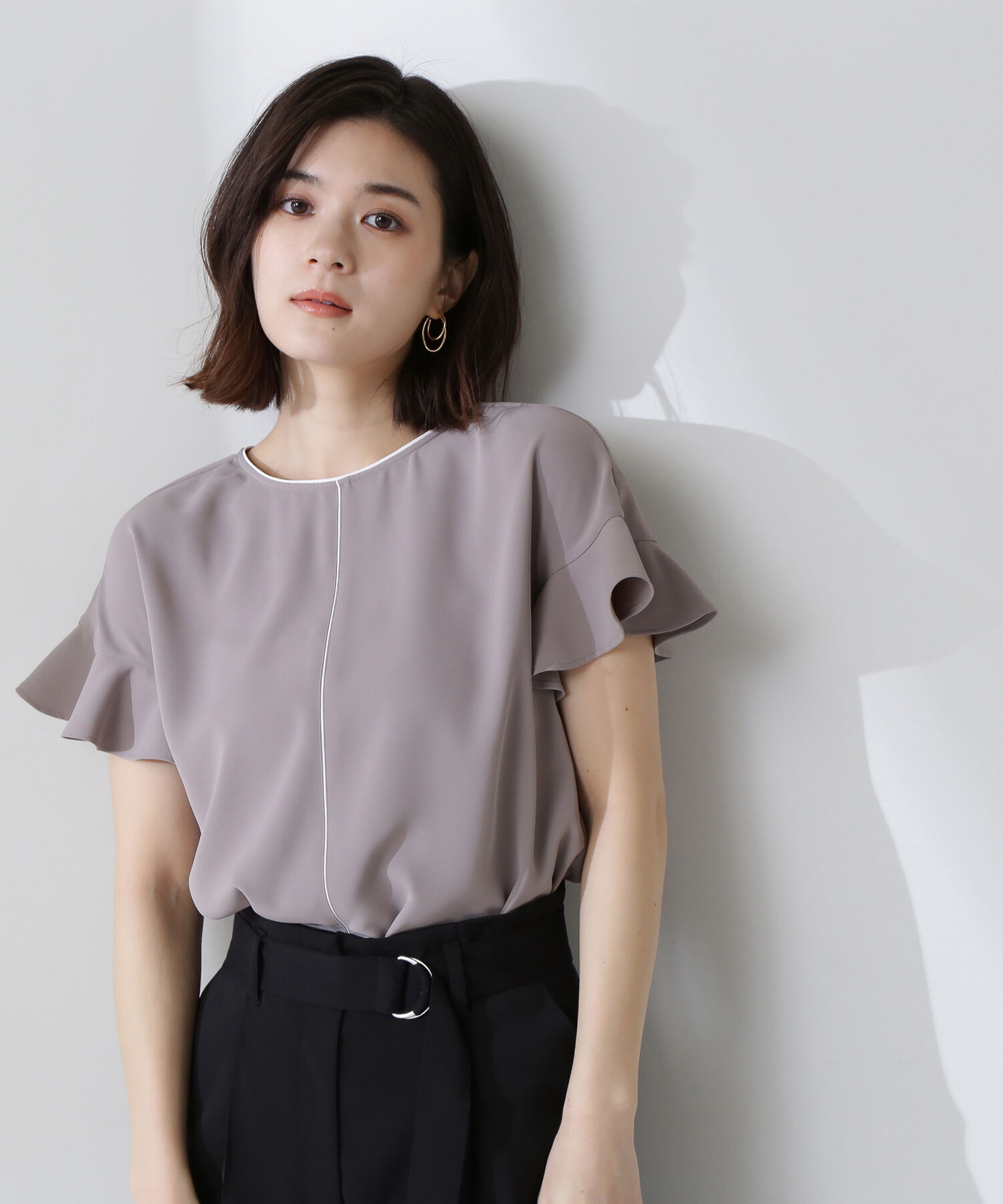  「バイカラーフリルスリーブブラウス」|シャツ・ブラウス|