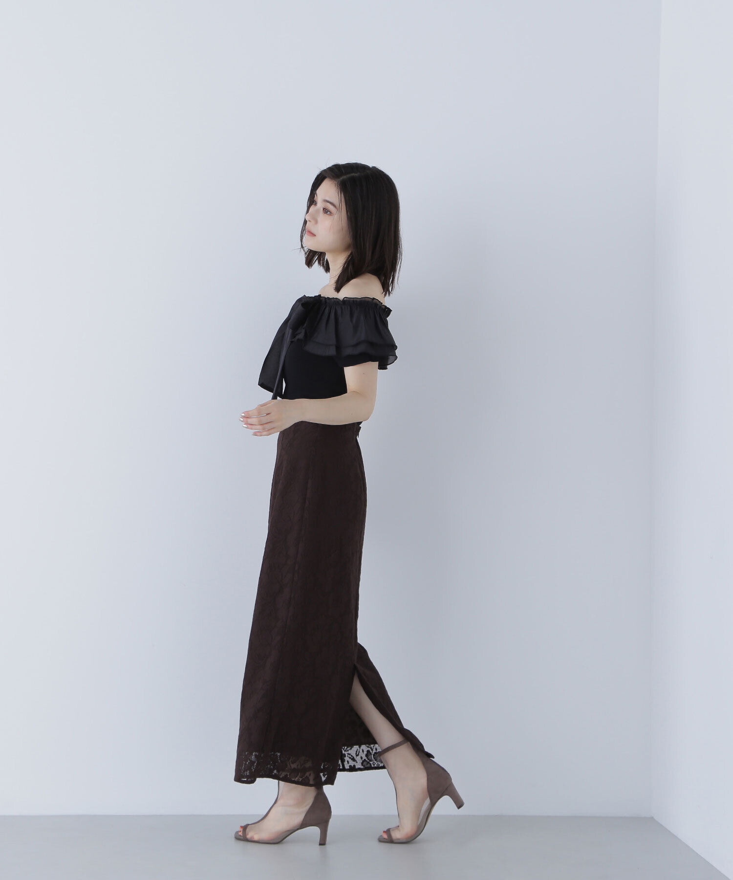  「オフショルフリルリボンニット」|ニット・セーター|