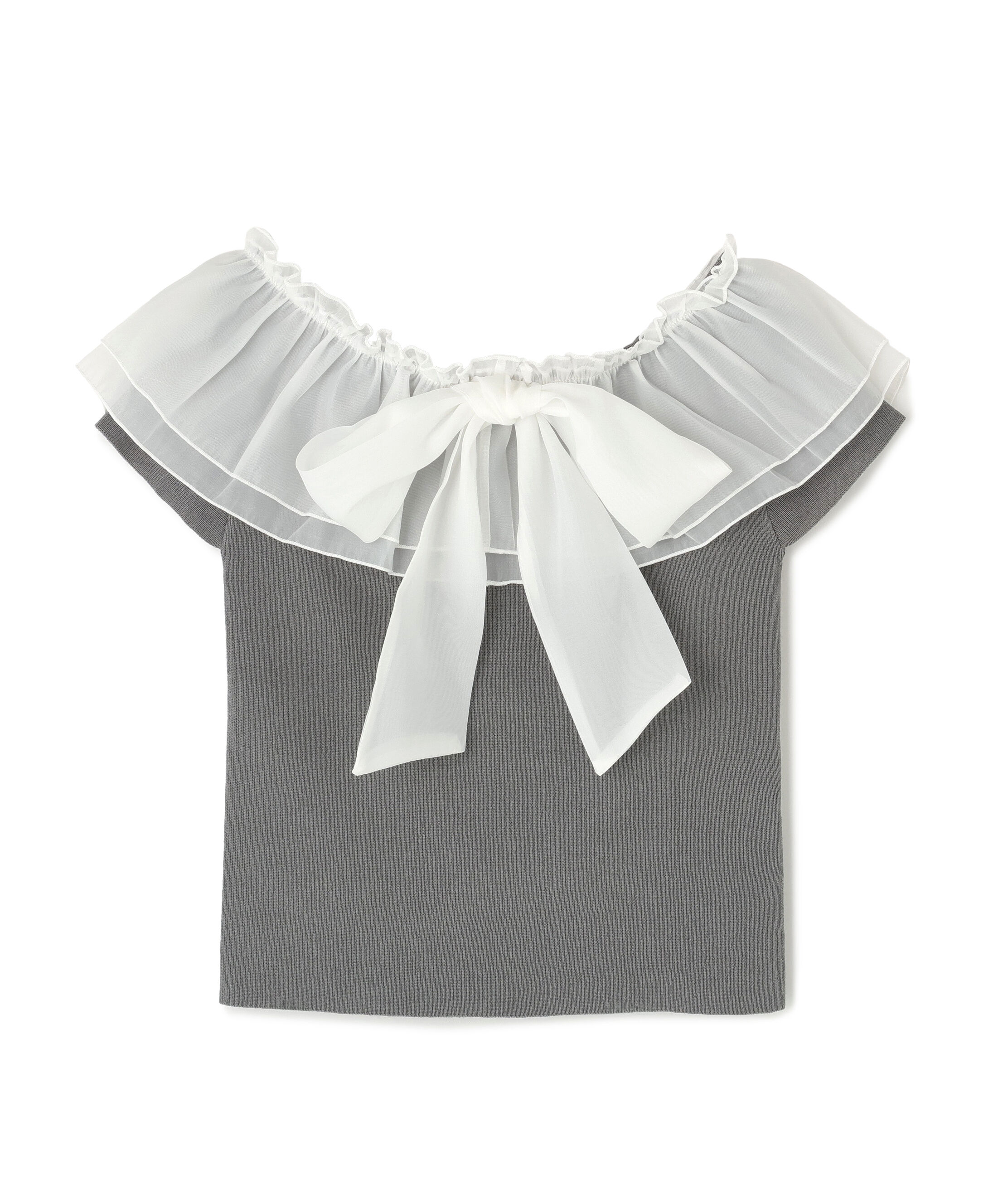  「オフショルフリルリボンニット」|ニット・セーター|