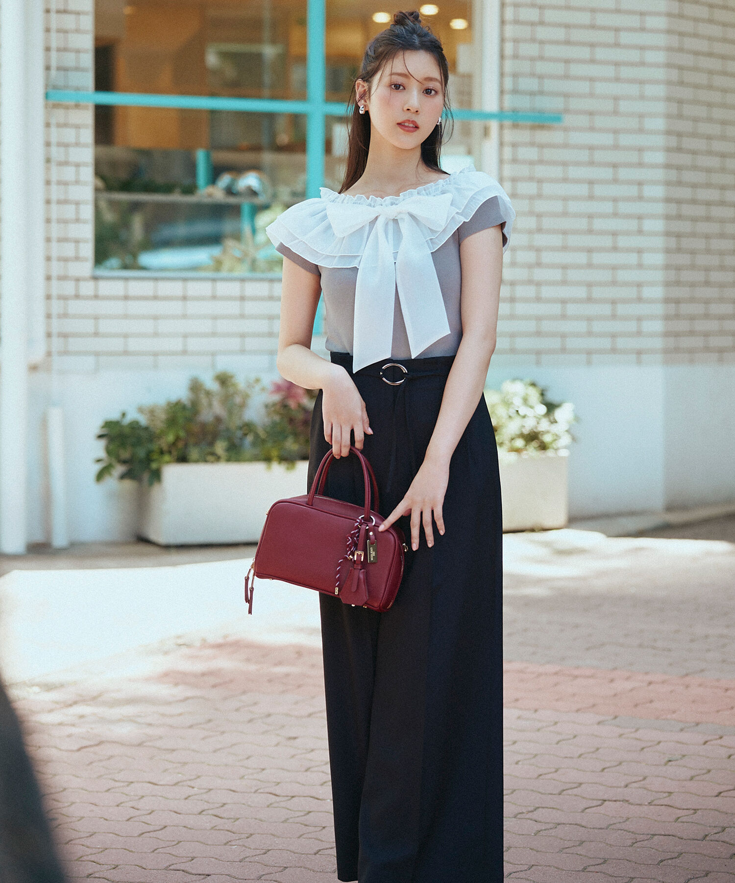  「オフショルフリルリボンニット」|ニット・セーター|