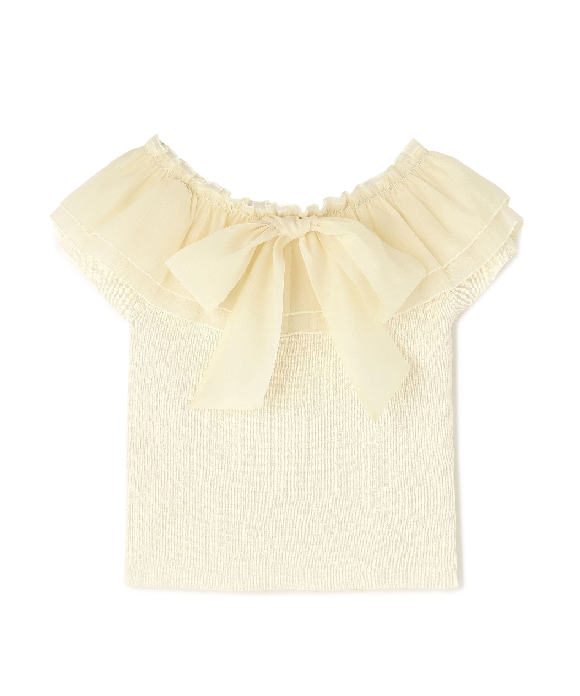  「オフショルフリルリボンニット」|ニット・セーター|