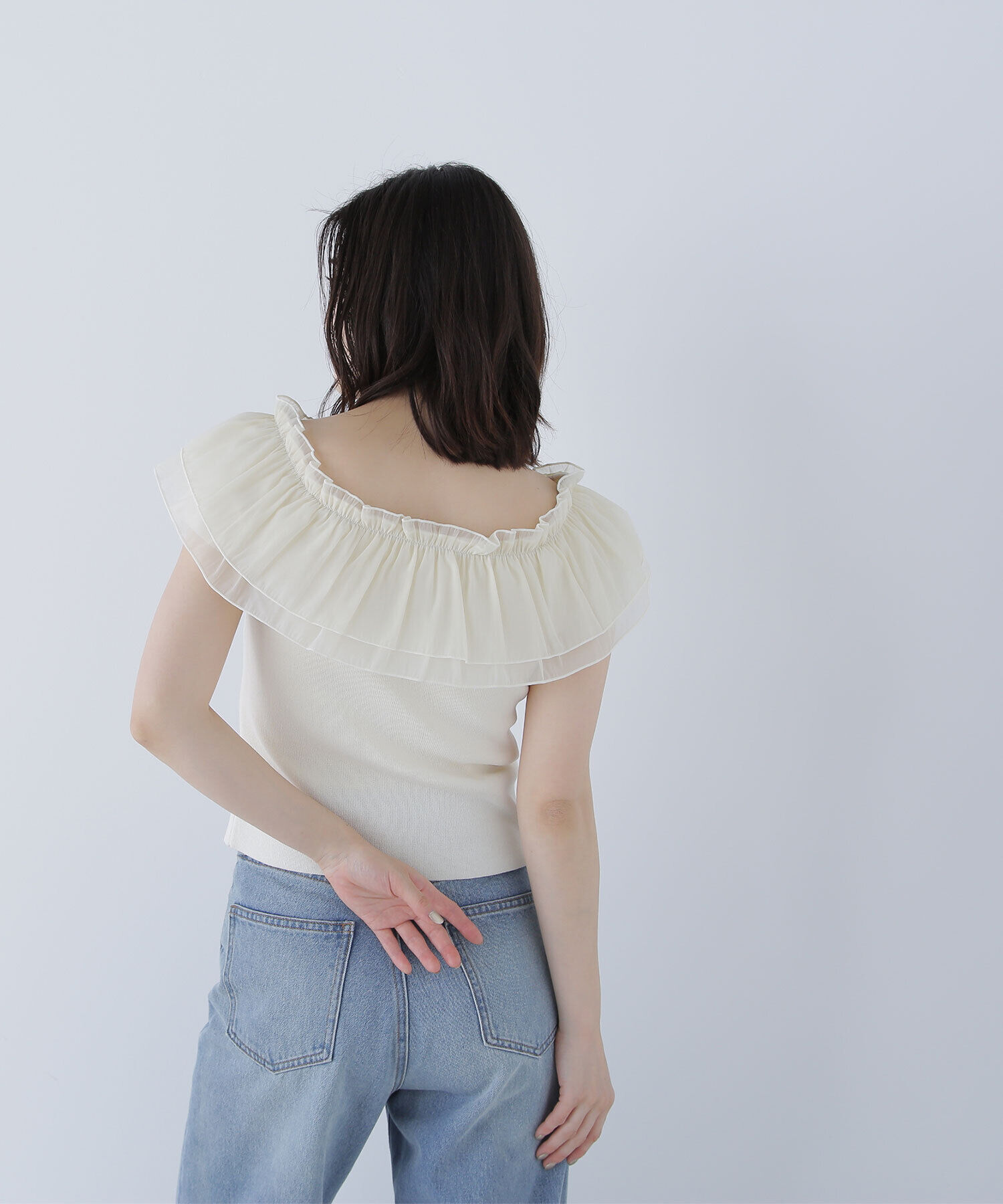  「オフショルフリルリボンニット」|ニット・セーター|