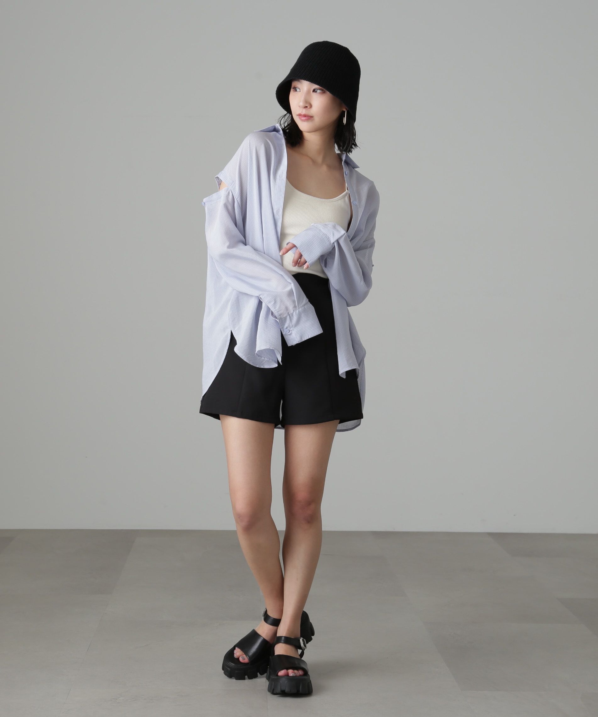  「ハイウエストギンガムショートパンツ」|その他|