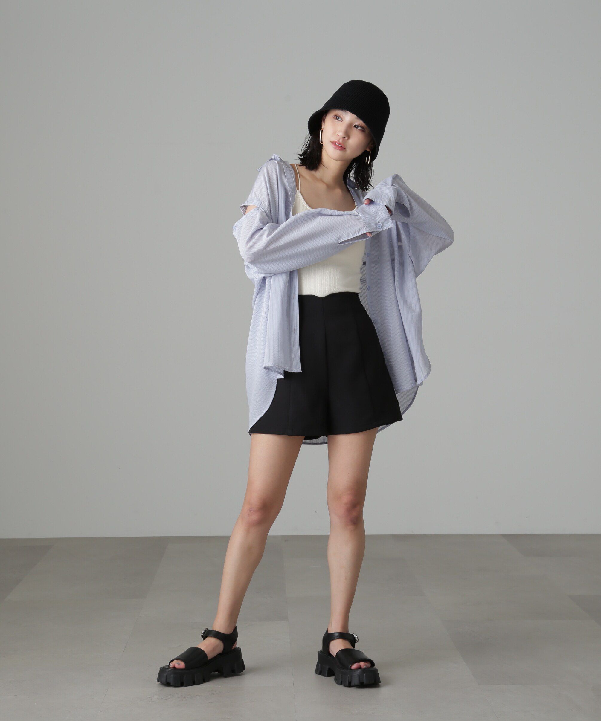  「ハイウエストギンガムショートパンツ」|その他|