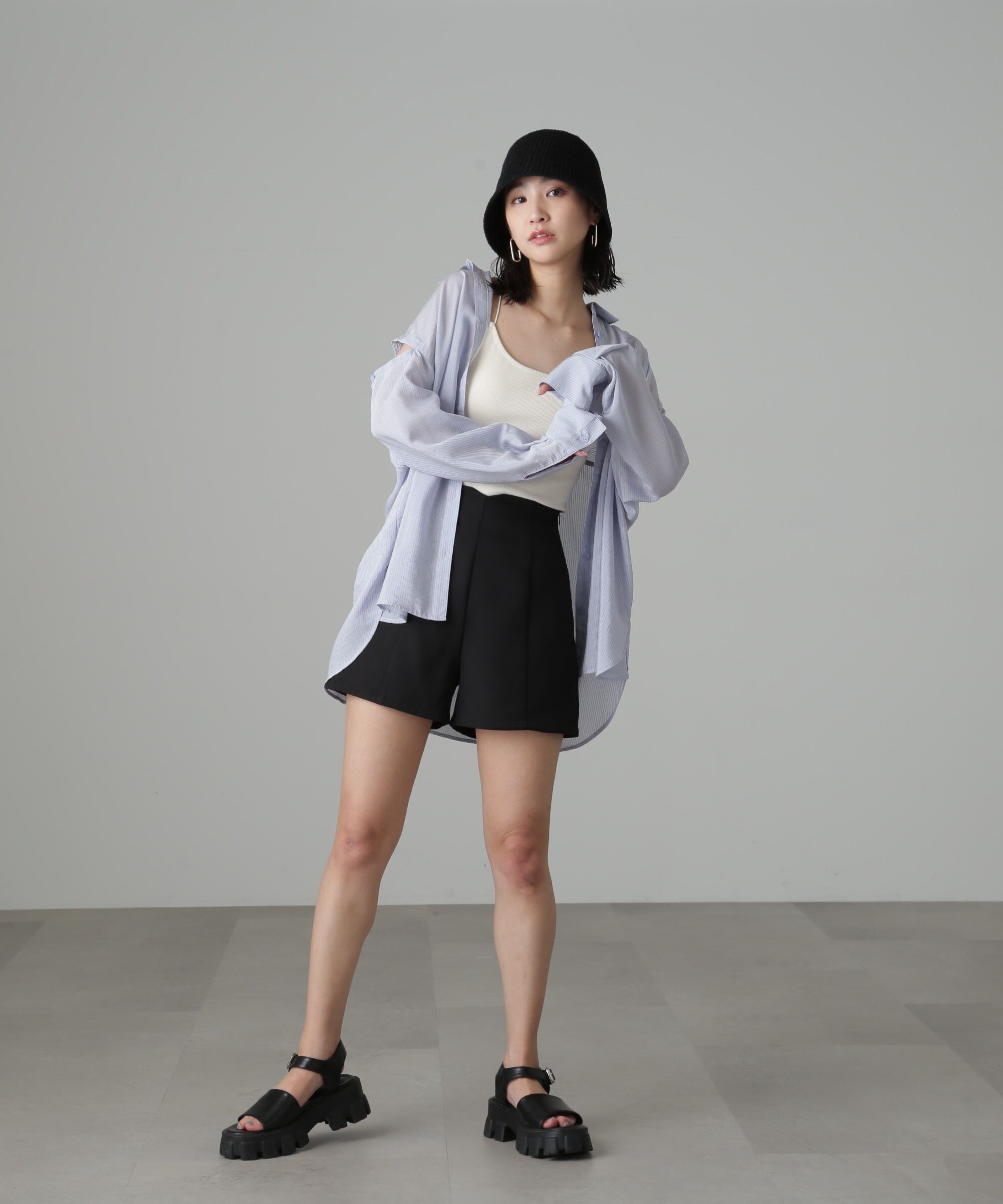  「ハイウエストギンガムショートパンツ」|その他|