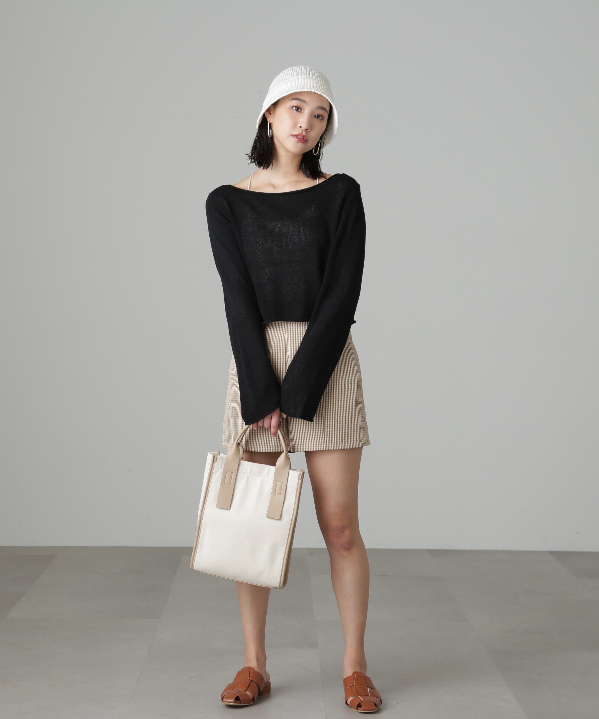  「ハイウエストギンガムショートパンツ」|その他|