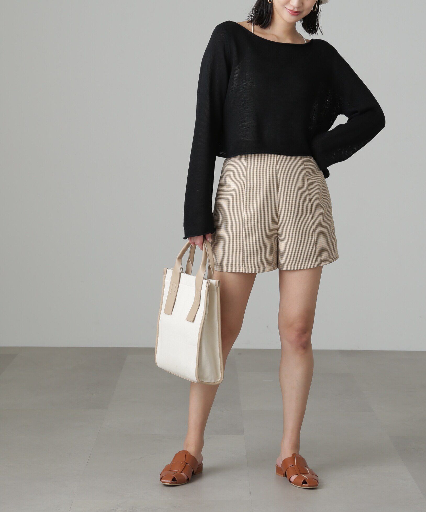  「ハイウエストギンガムショートパンツ」|その他|