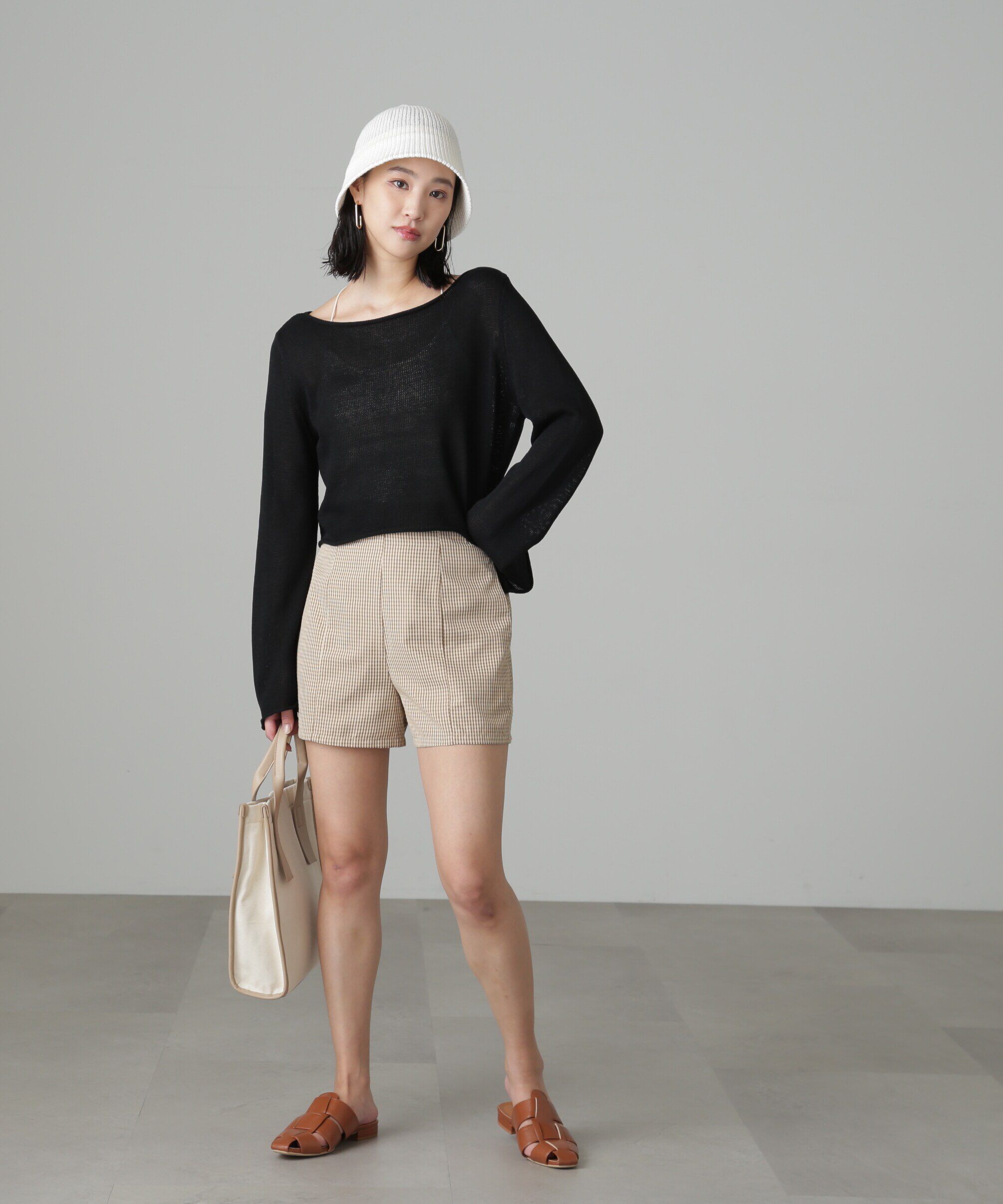  「ハイウエストギンガムショートパンツ」|その他|