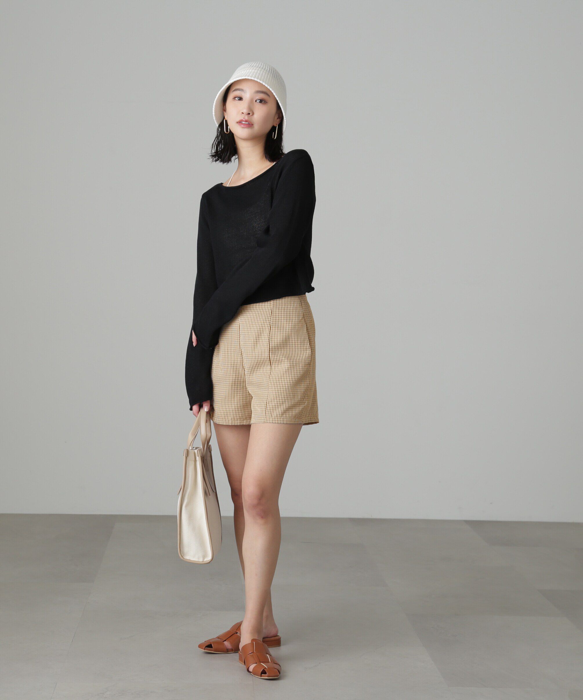  「ハイウエストギンガムショートパンツ」|その他|