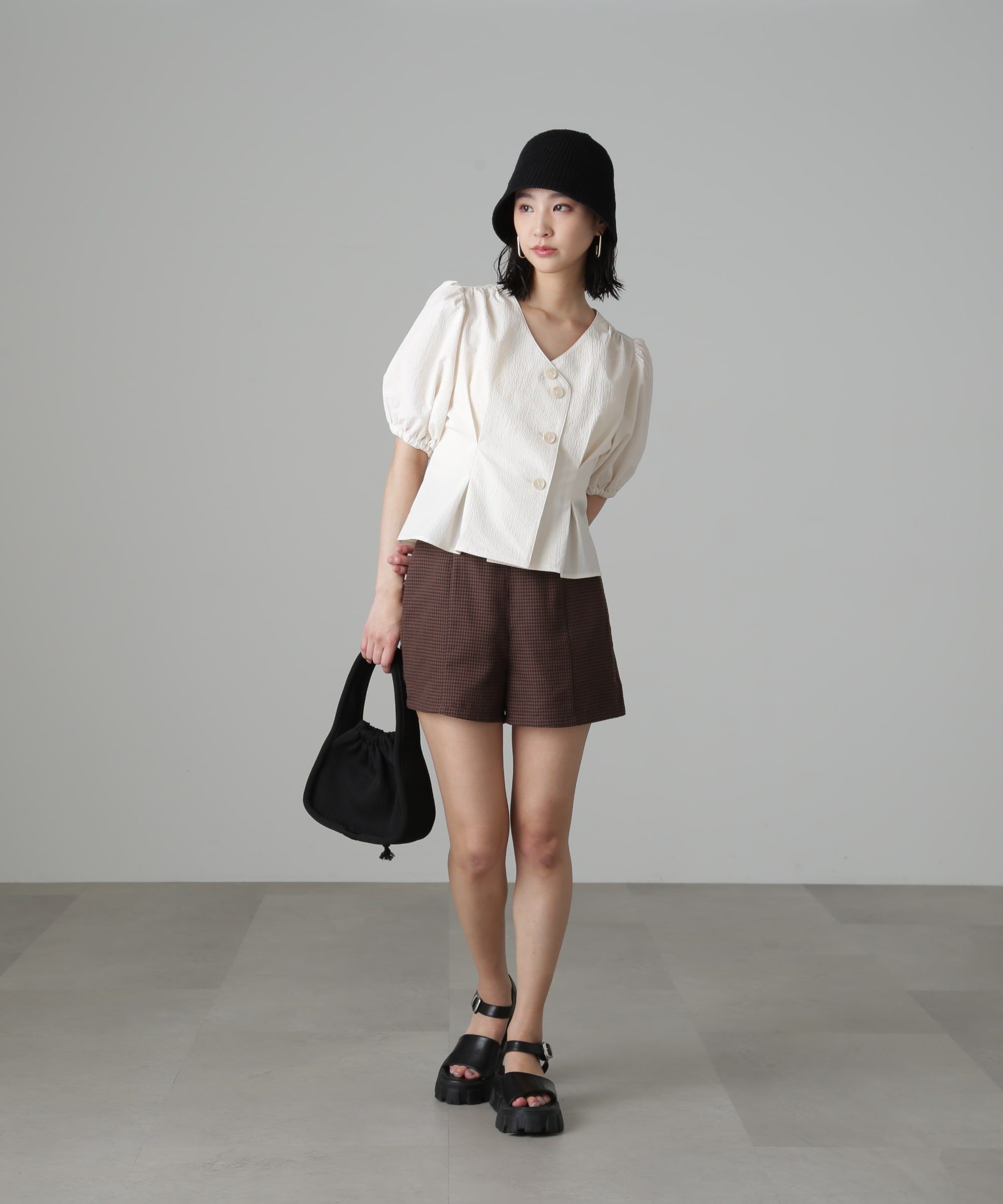  「ハイウエストギンガムショートパンツ」|その他|